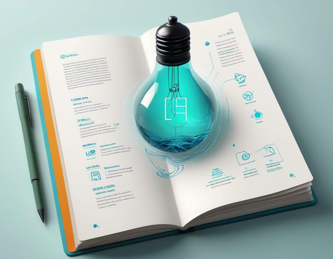 A sleek, modern digital journal interface showcasing the revolutionary V12 features, with vibrant icons floating around symbolizing creativity and innovation. The background should display abstract waves of technology, resembling connectivity and transformation. Include elements like a stylized pen, a glowing light bulb, and dynamic graphs to represent progress. The color palette should be rich with blues and greens, conveying a sense of advancement. super-realistic. vibrant colors.